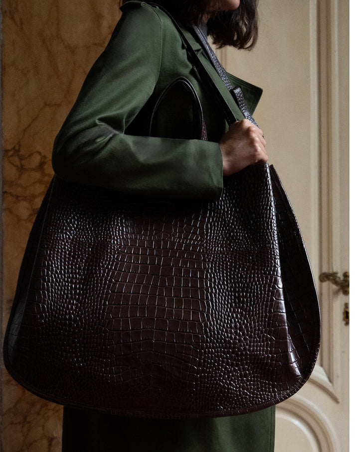 LUNA Tote Bag || Marrouge Embossed Crocodile print