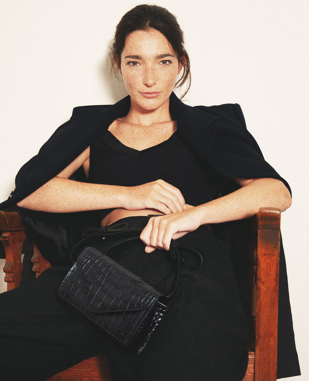INTASCA Bag || Black Embossed Crocodile