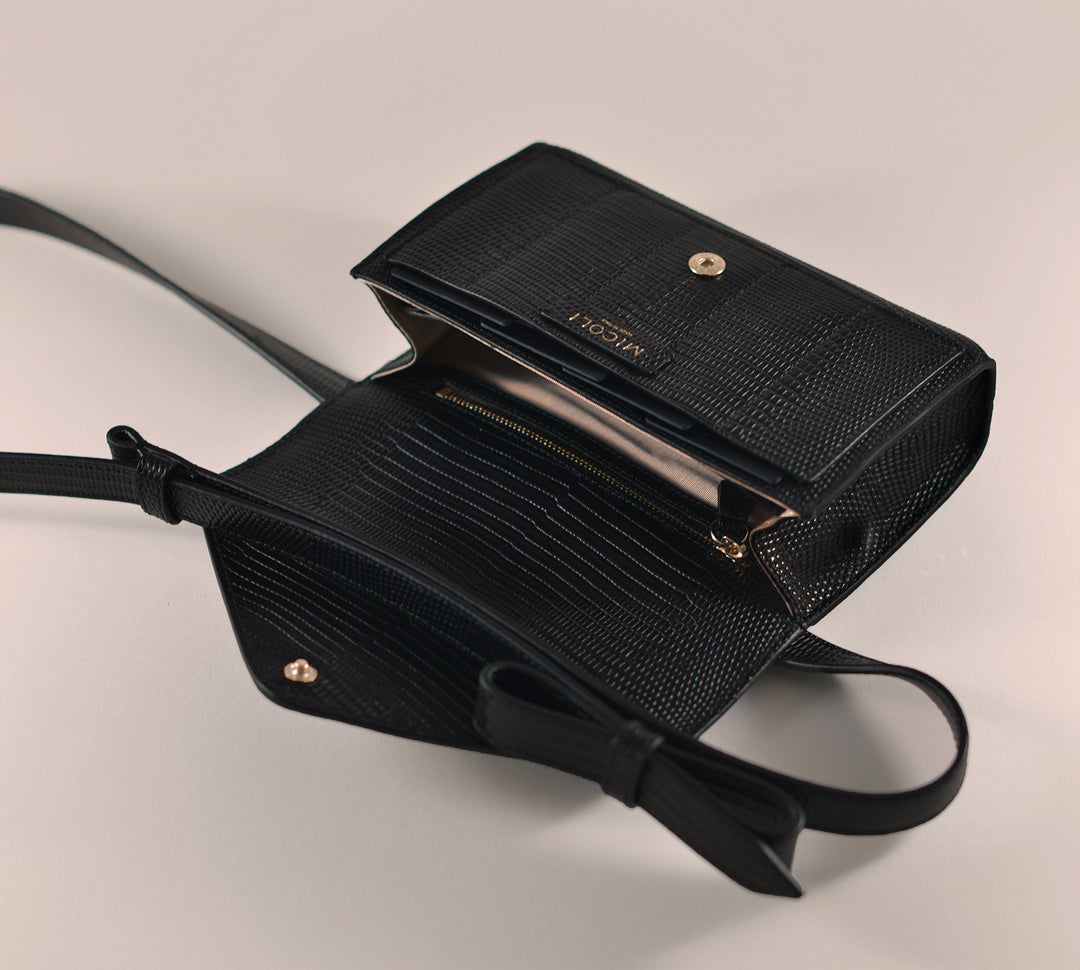 INTASCA || Black Embossed Lizard