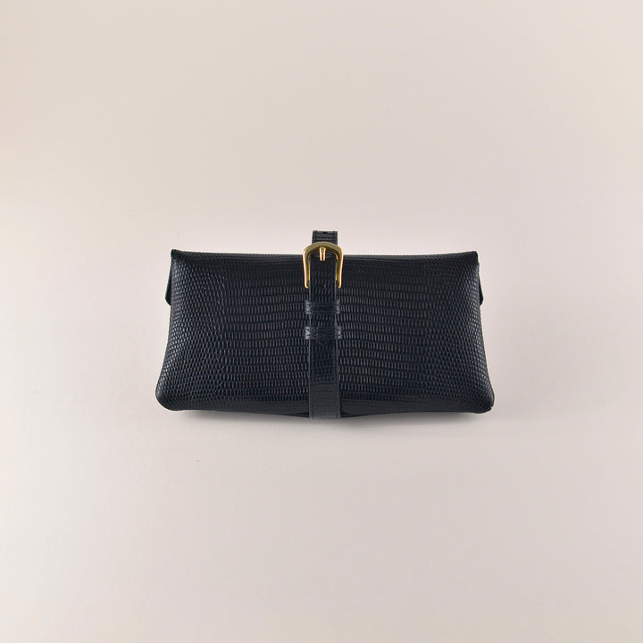 GIORGI || Black Embossed Lizard Wristlet
