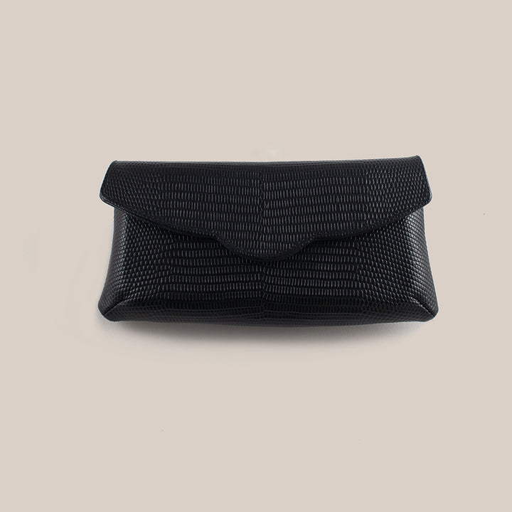 GIORGI || Black Embossed Lizard Wristlet