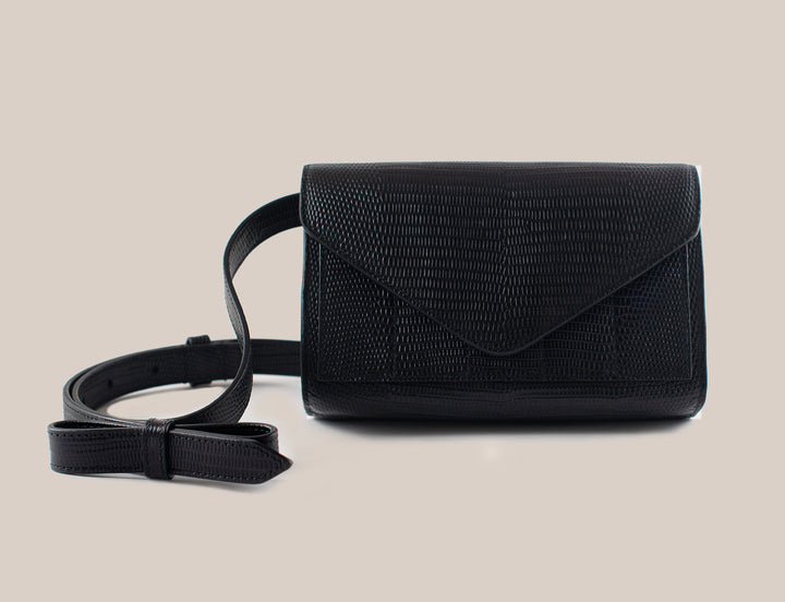 INTASCA || Black Embossed Lizard