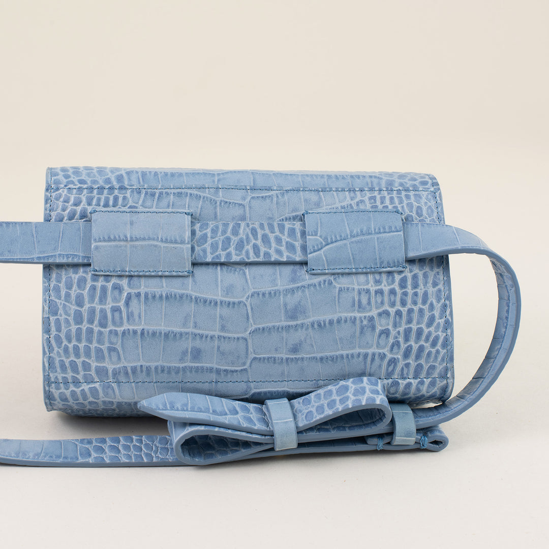 INTASCA Bag || Embossed Croc in Denim