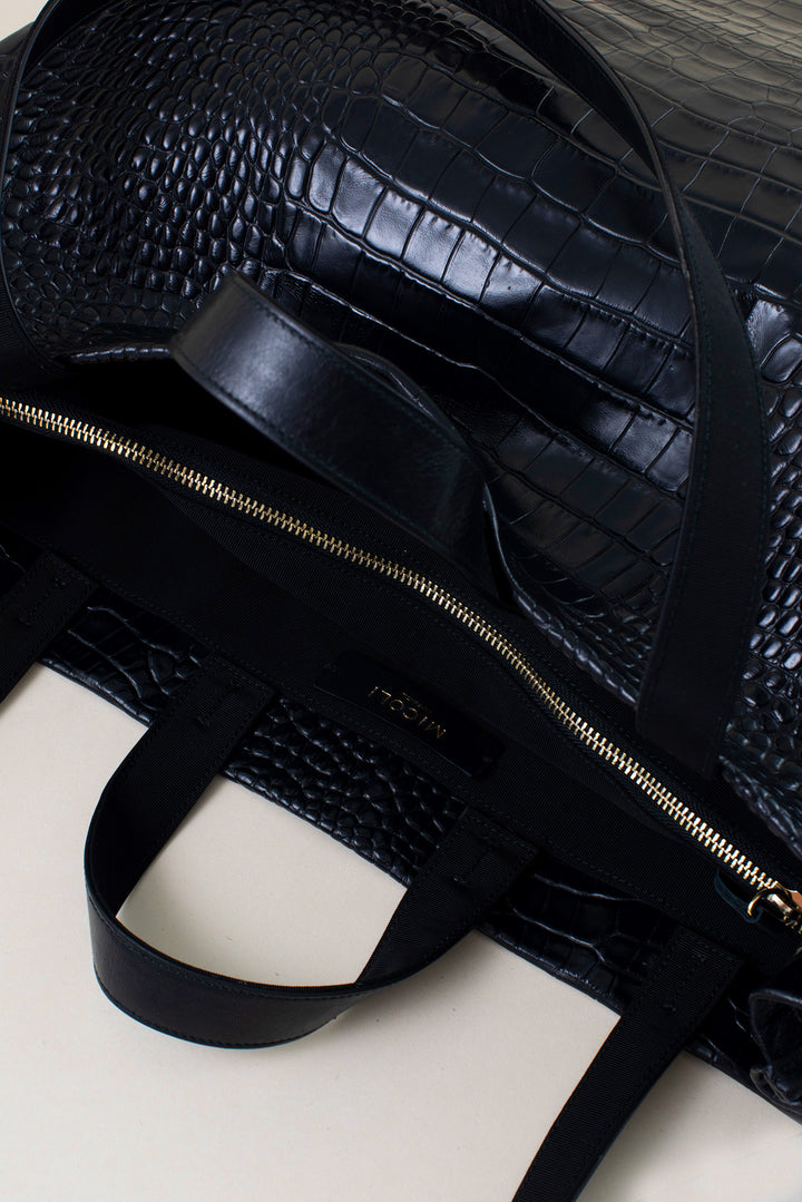 LUNA Tote Bag || Sustainable Leather with Embossed Crocodile print