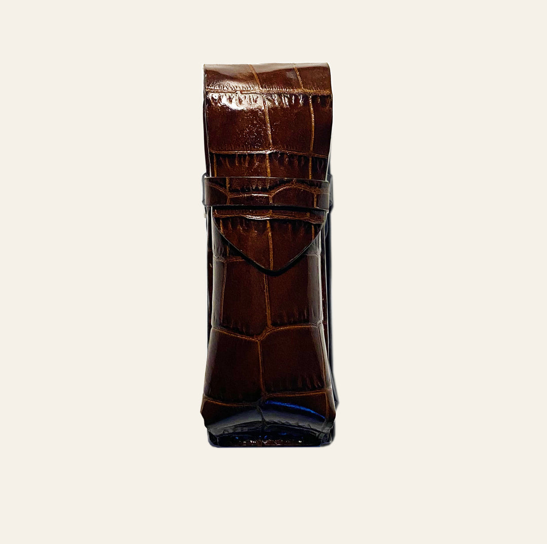 CHANGER case || Embossed Croc Castagno Brown