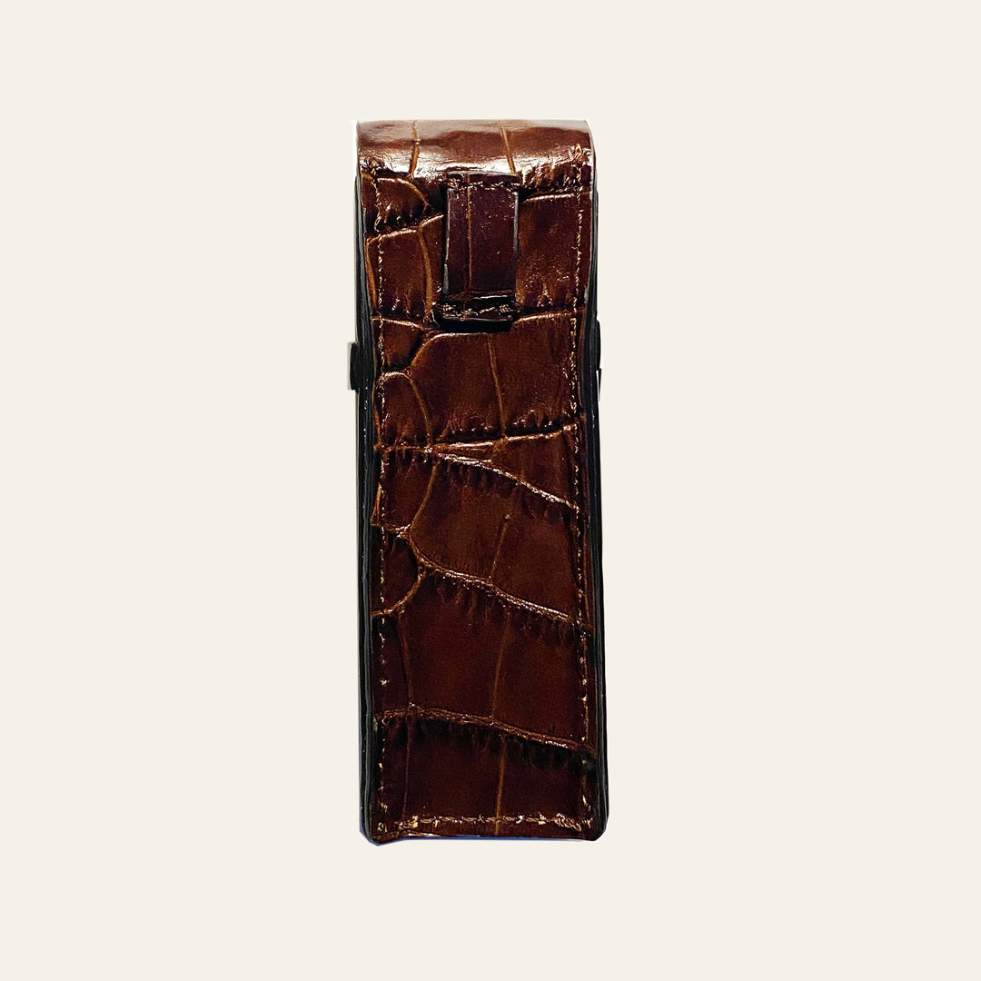 CHANGER case || Embossed Croc Castagno Brown