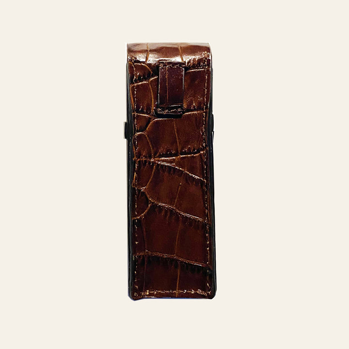 CHANGER case || Embossed Croc Castagno Brown