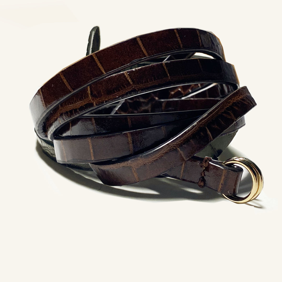 CHANGER case || Embossed Croc Castagno Brown