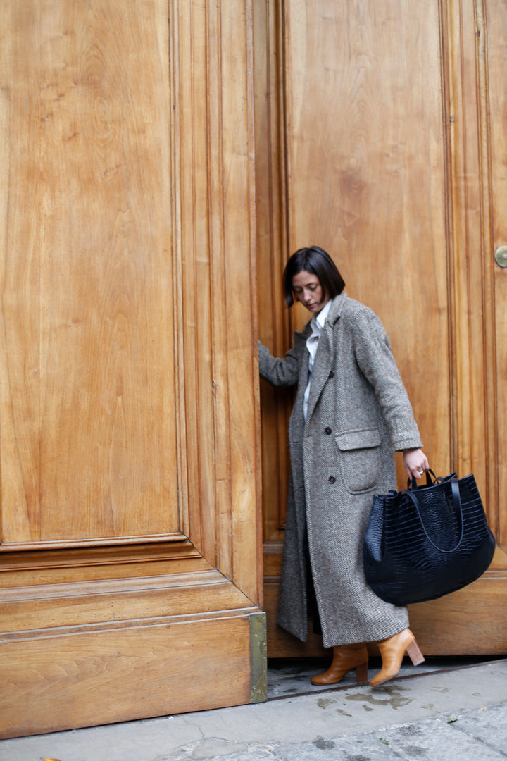 LUNA Tote Bag || Sustainable Leather with Embossed Crocodile print