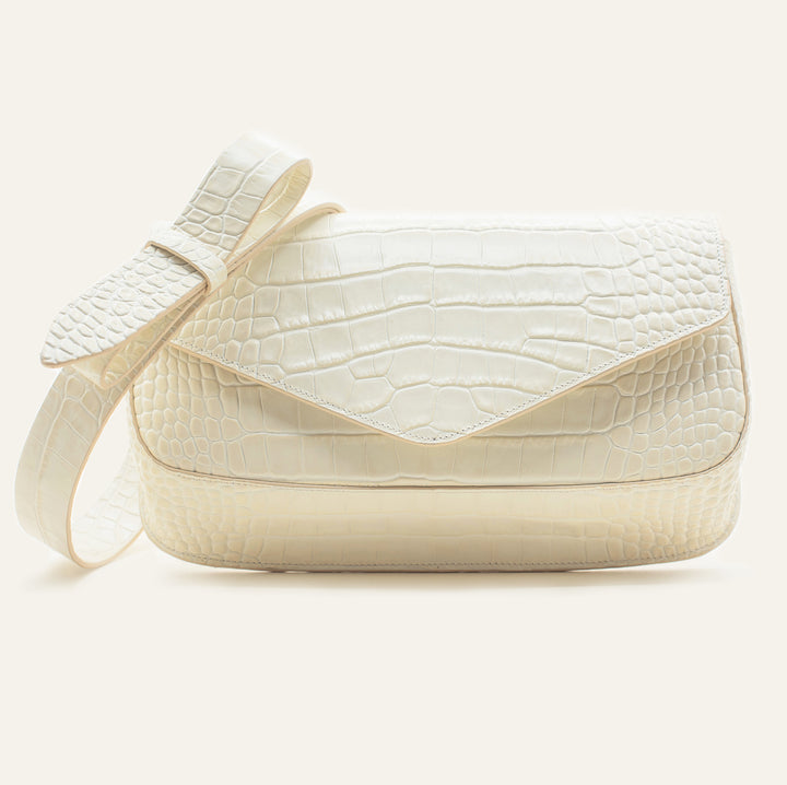 GIORNAL Crossbody || Ivory Embossed Crocodile