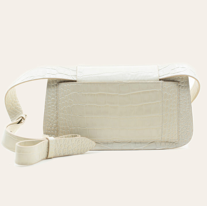 GIORNAL Crossbody || Ivory Embossed Crocodile